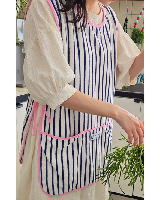 LEAF_J Terry Cotton ストライプ ベストエプロン