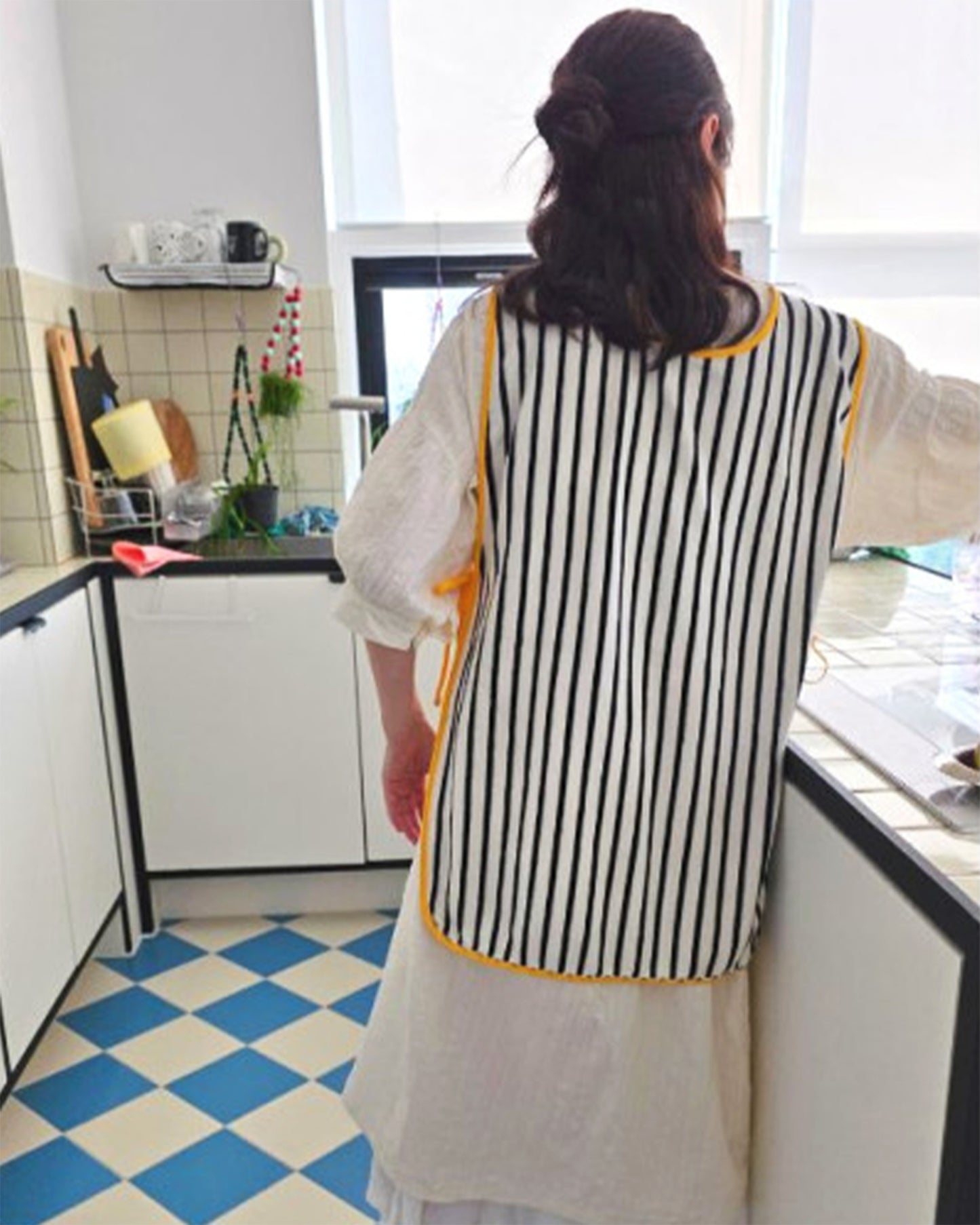 LEAF_J Terry Cotton ストライプ ベストエプロン