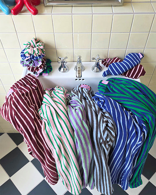 LEAF_J Terry ストライプ ルーズフィット スリープパンツ(ユニセックス/FREE)