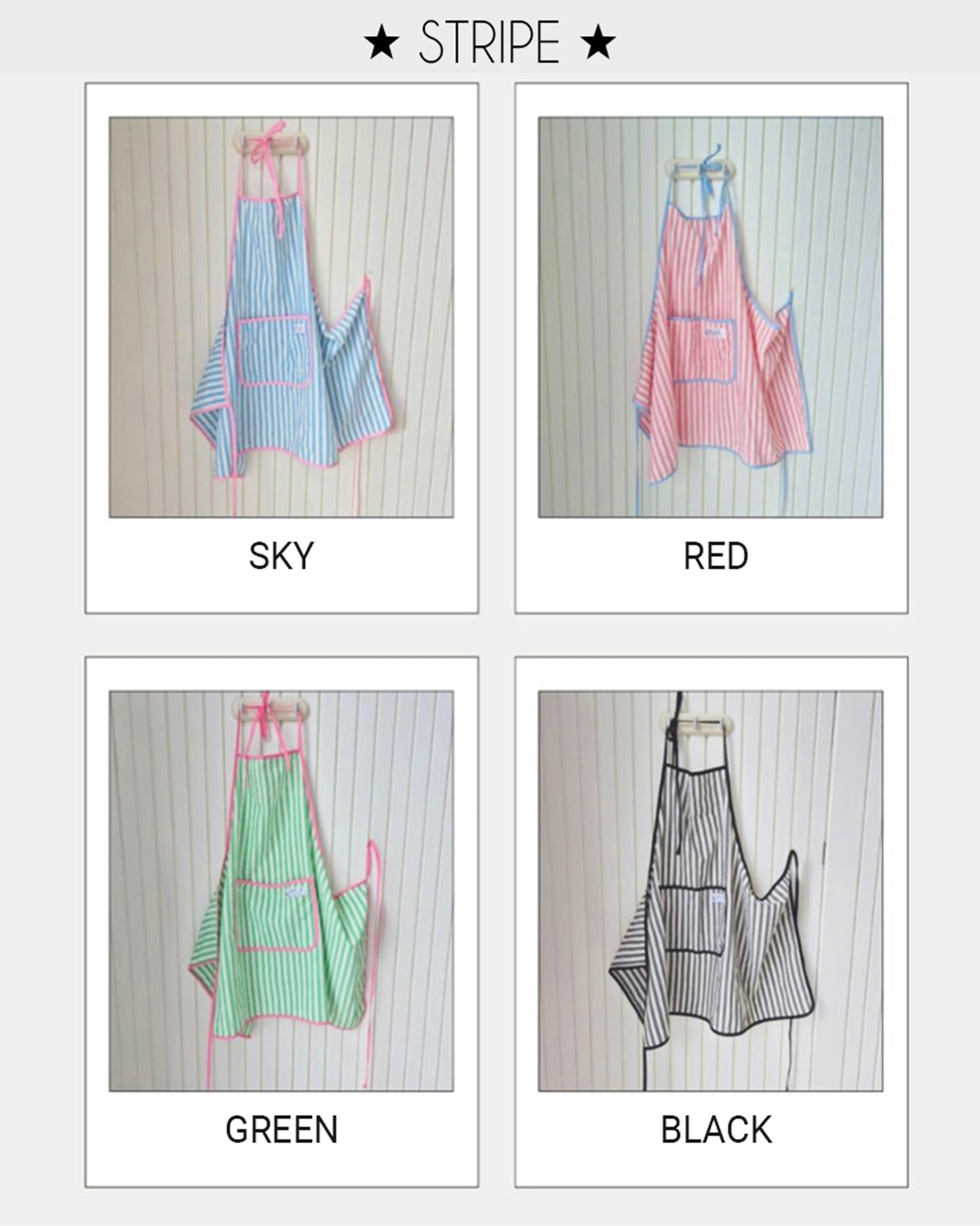 LEAF_J All Patterns デイリー スタンダードエプロン（ストライプ／チェック／ドット）