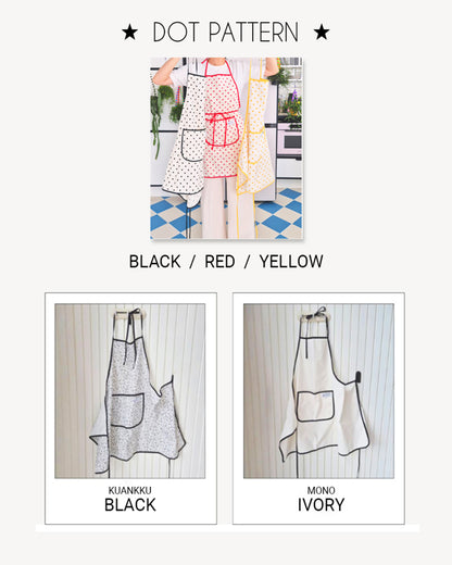 LEAF_J All Patterns デイリー スタンダードエプロン（ストライプ／チェック／ドット）