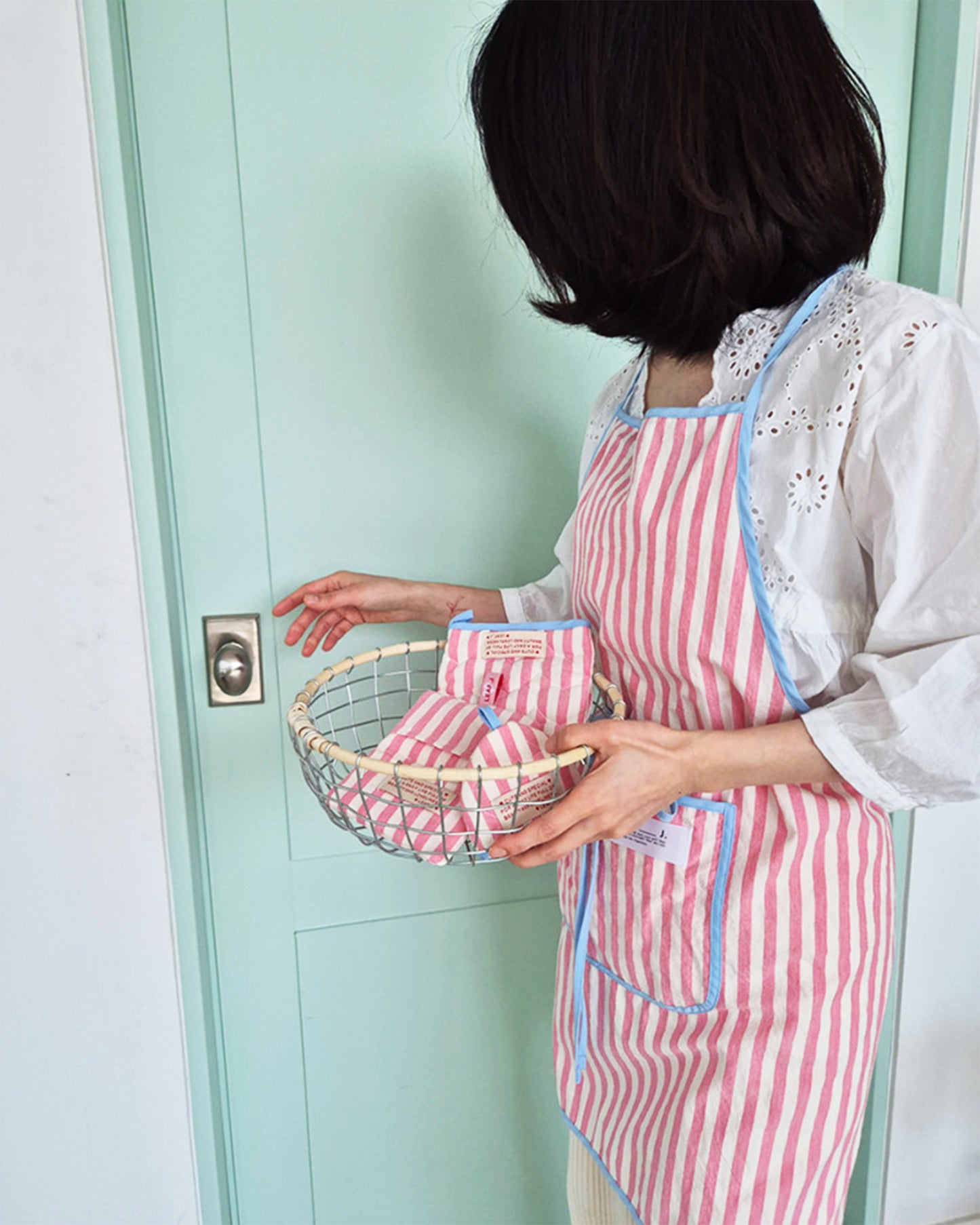 LEAF_J All Patterns デイリー スタンダードエプロン（ストライプ／チェック／ドット）