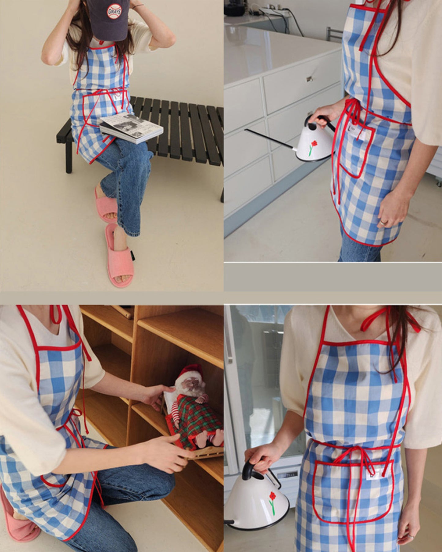 LEAF_J All Patterns デイリー スタンダードエプロン（ストライプ／チェック／ドット）