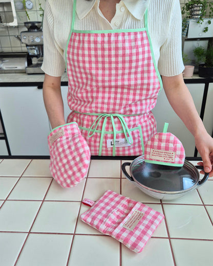 LEAF_J All Patterns デイリー スタンダードエプロン（ストライプ／チェック／ドット）