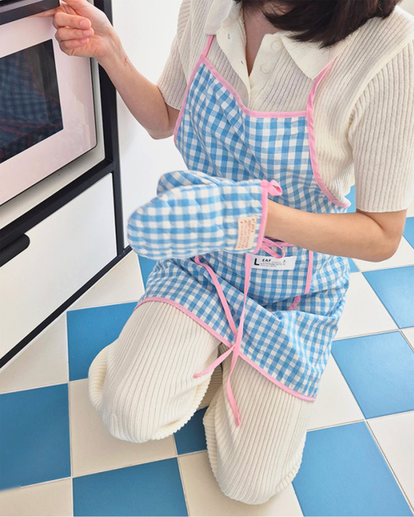 LEAF_J All Patterns デイリー スタンダードエプロン（ストライプ／チェック／ドット）