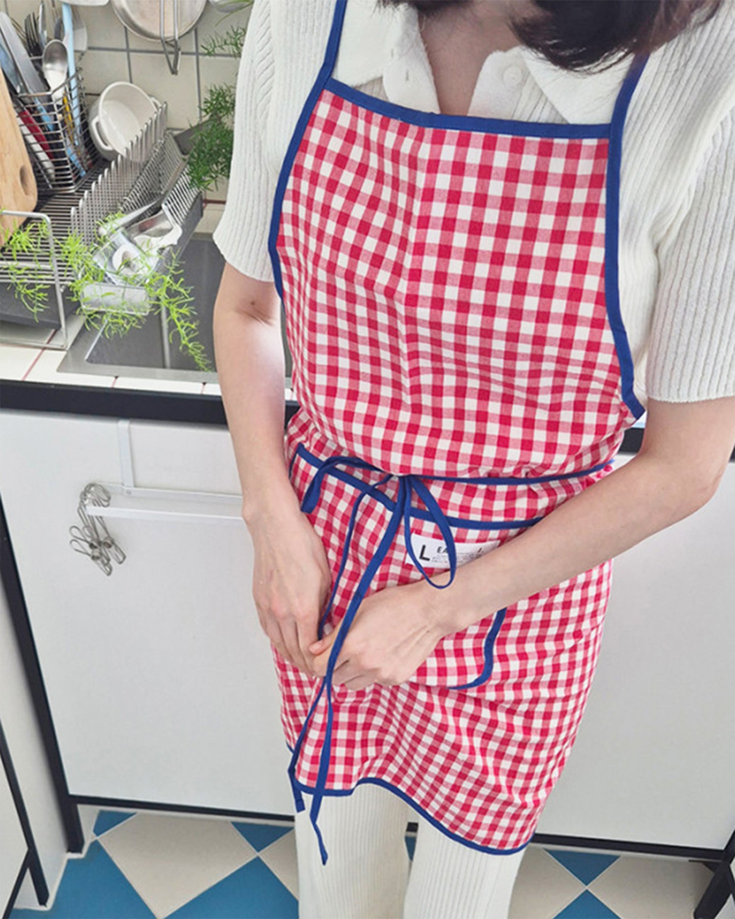 LEAF_J All Patterns デイリー スタンダードエプロン（ストライプ／チェック／ドット）