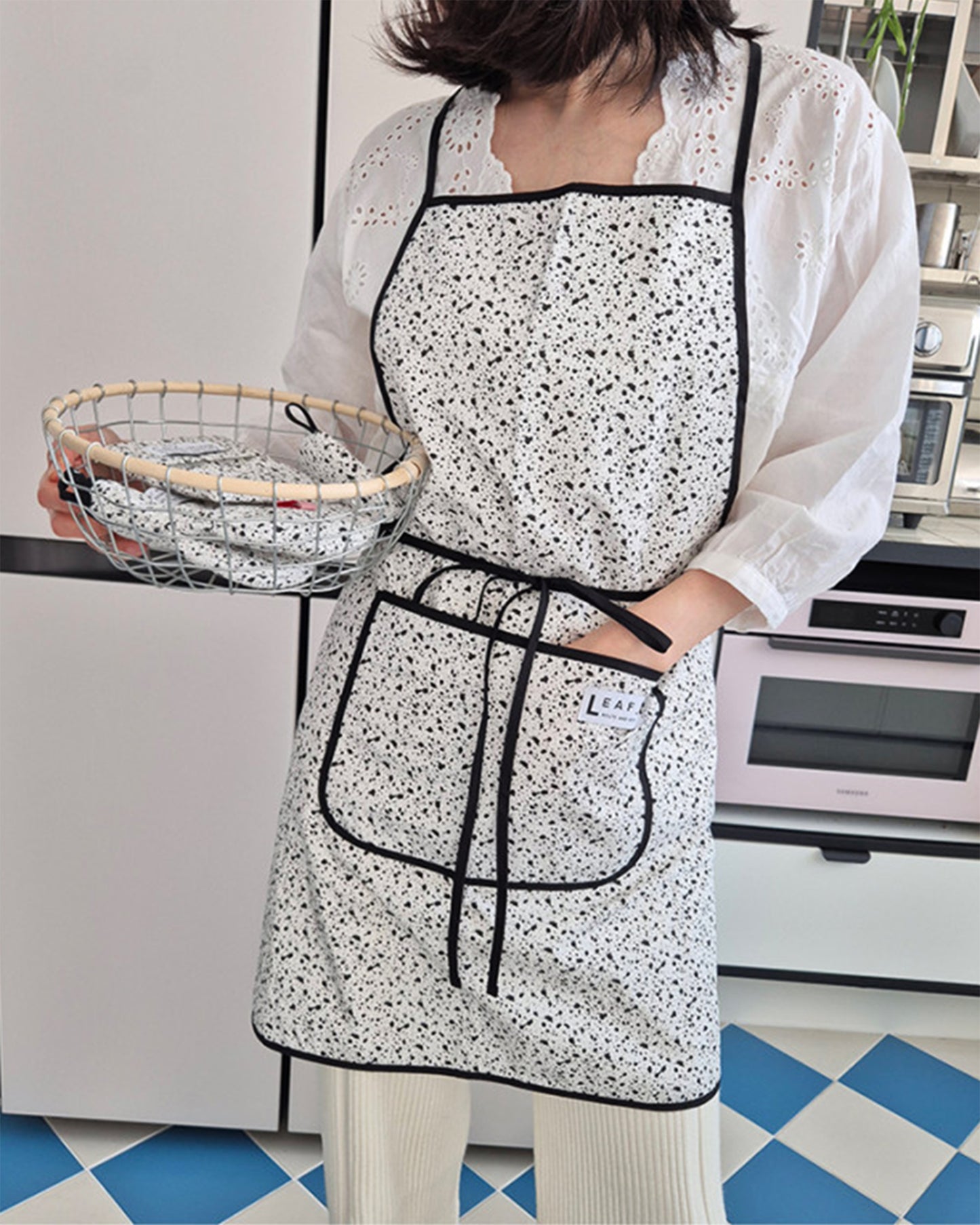 LEAF_J All Patterns デイリー スタンダードエプロン（ストライプ／チェック／ドット）