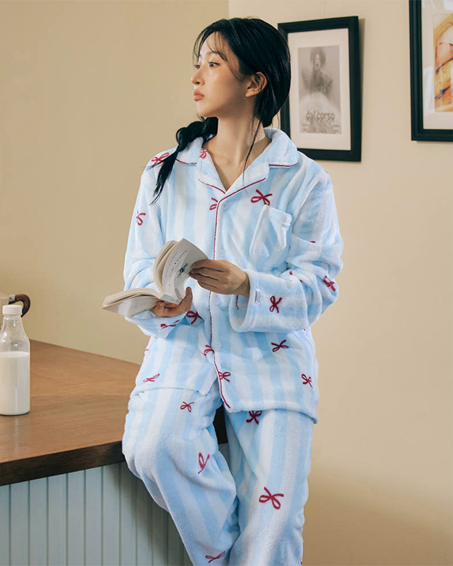 DOSSY Fluffy Bownie ロングスリーブ パジャマセット 3color（ユニセックス）