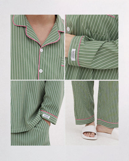 DOSSY Silkfit Wednesday ロングスリーブ パジャマセット（ユニセックス）