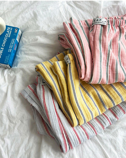 LEAF_J 3Layer Gauze ストライプ スリープパンツ