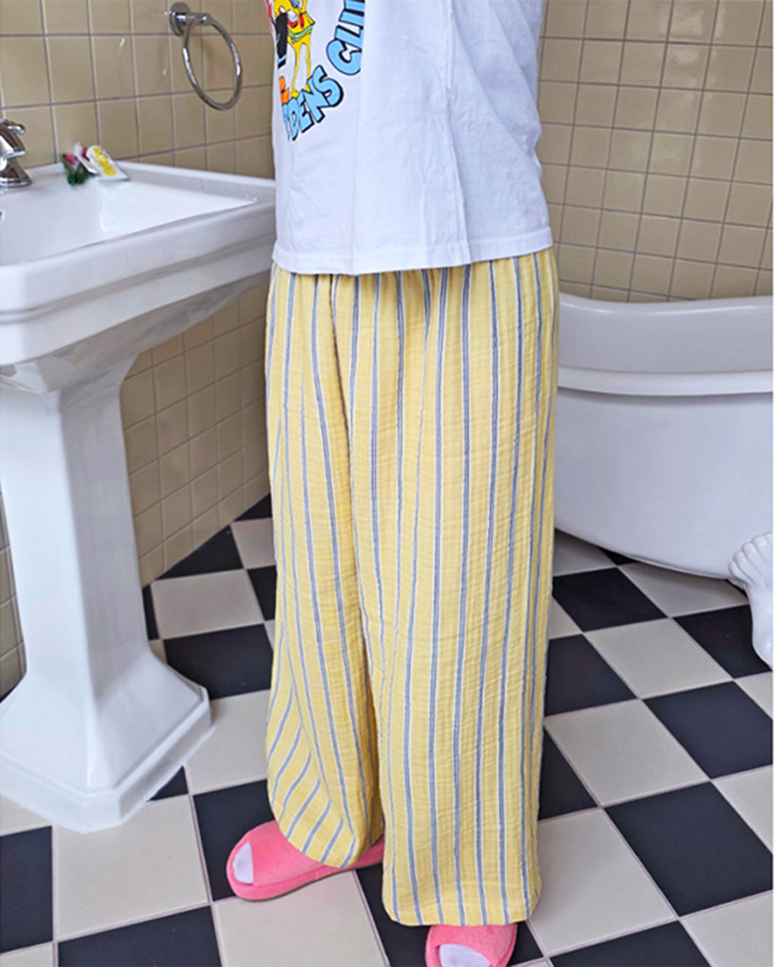 LEAF_J 3Layer Gauze ストライプ スリープパンツ