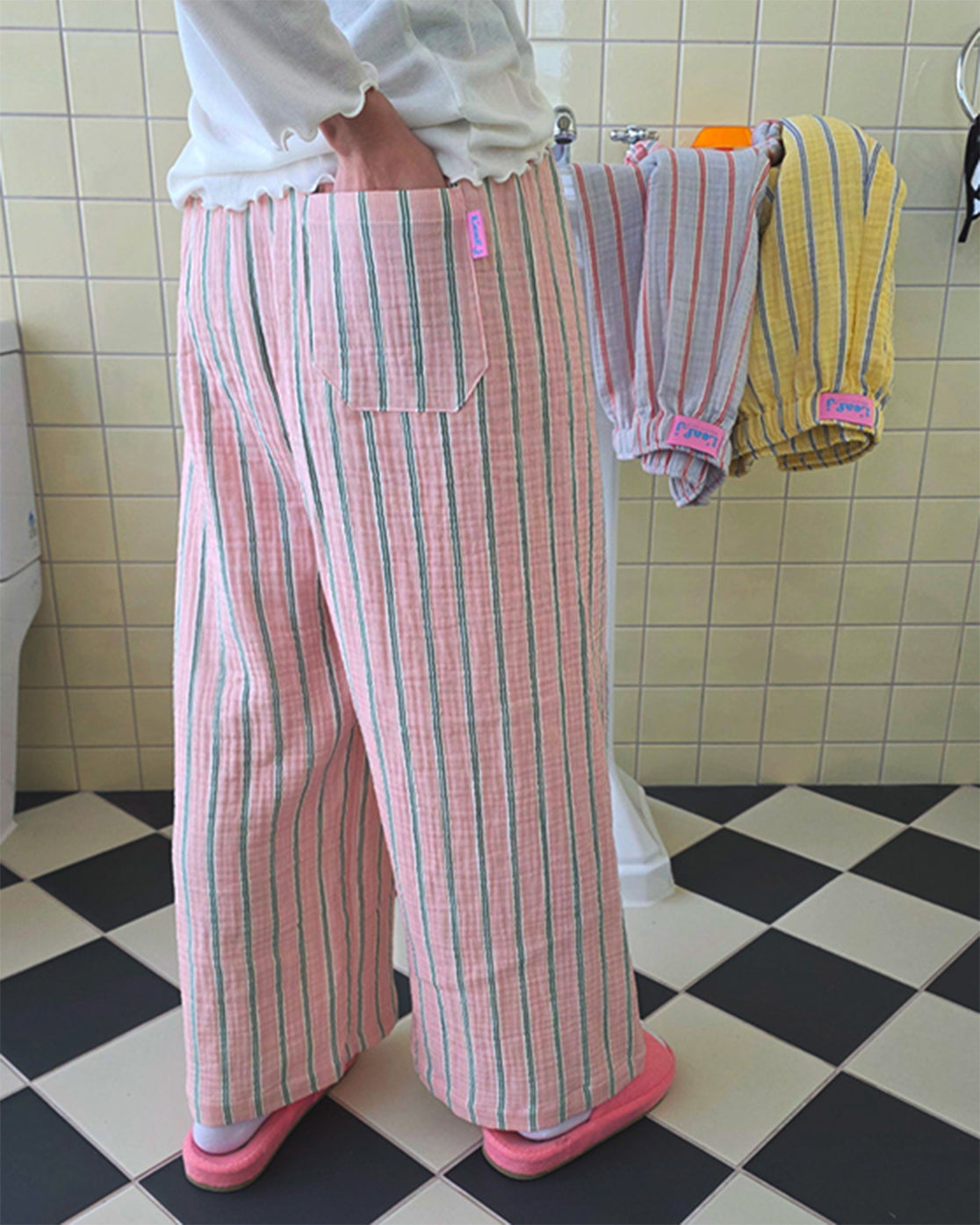 LEAF_J 3Layer Gauze ストライプ スリープパンツ