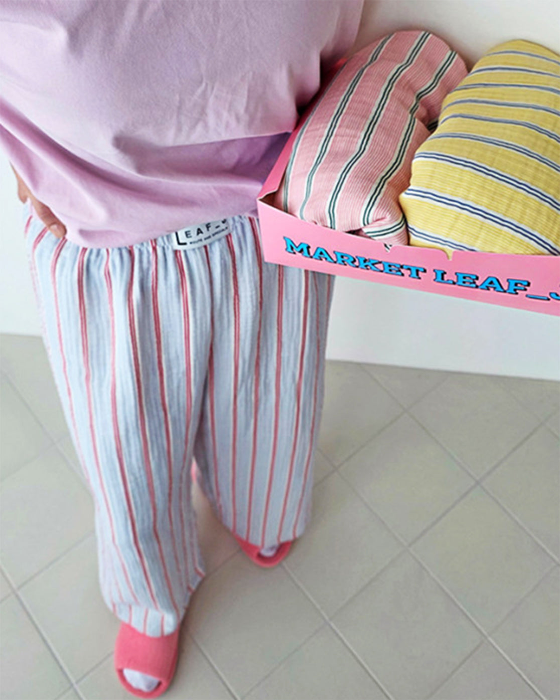 LEAF_J 3Layer Gauze ストライプ スリープパンツ