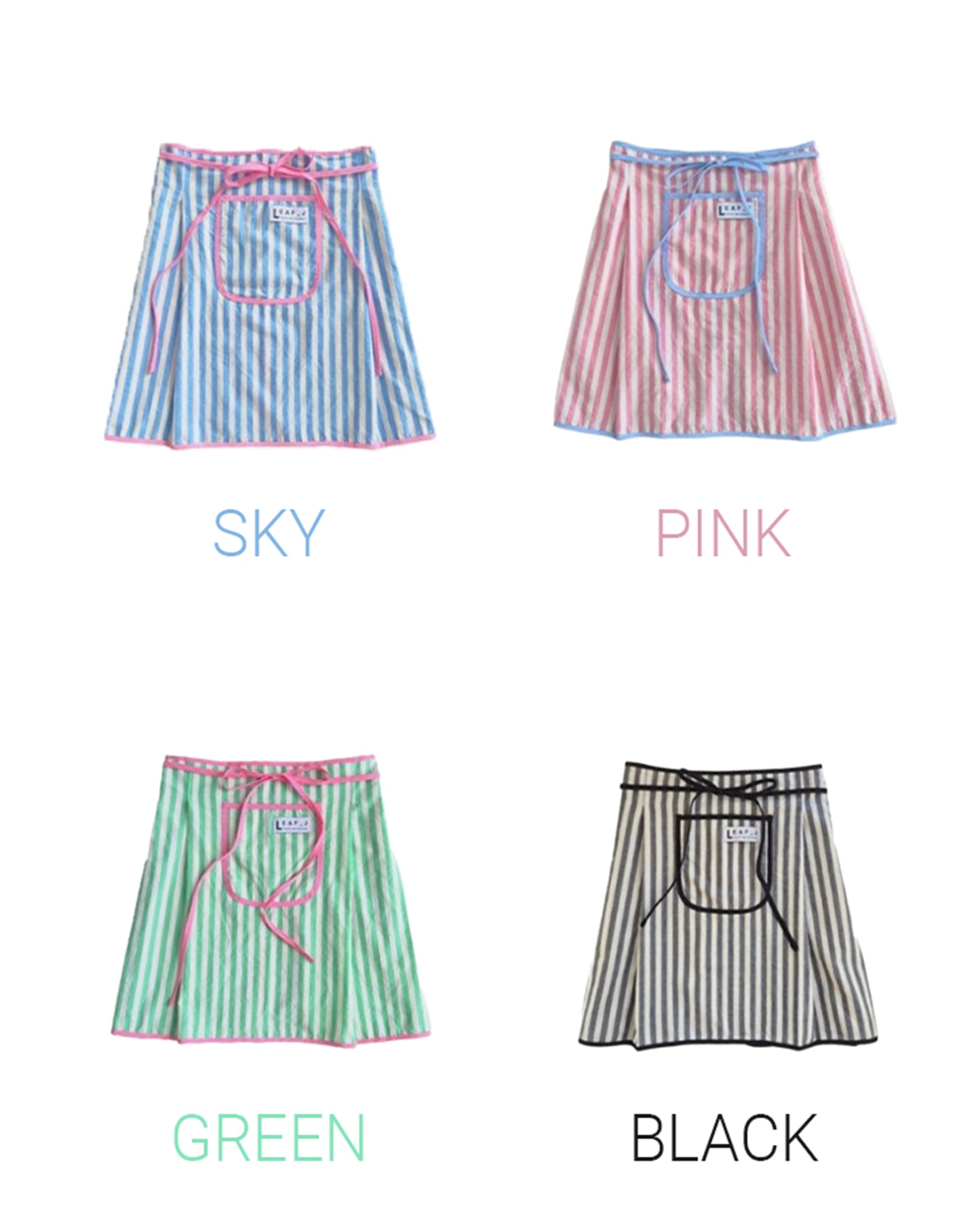 LEAF_J Cotton 100% ストライプ・ハーフエプロン 4color