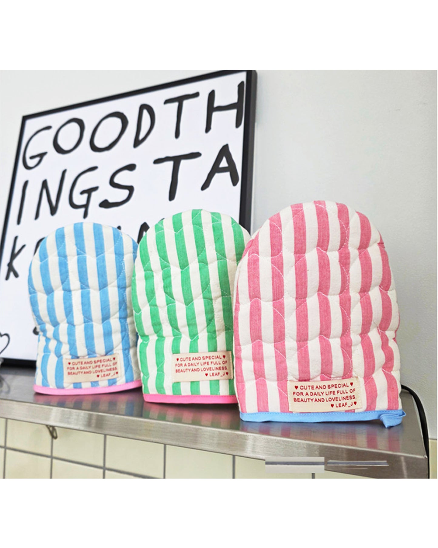 LEAF_J Heart Quilting キッチンミトン（ストライプ／チェック／ドット）