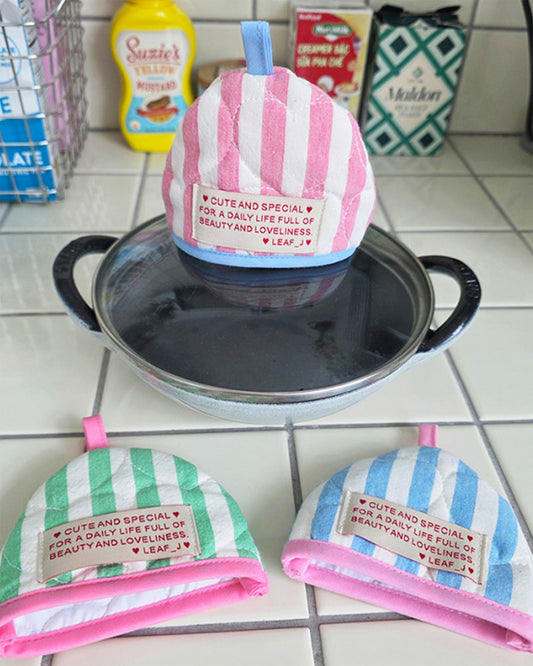 LEAF_J Heart Quilting ハーフムーン 鍋つかみ（ストライプ／チェック／ドット）