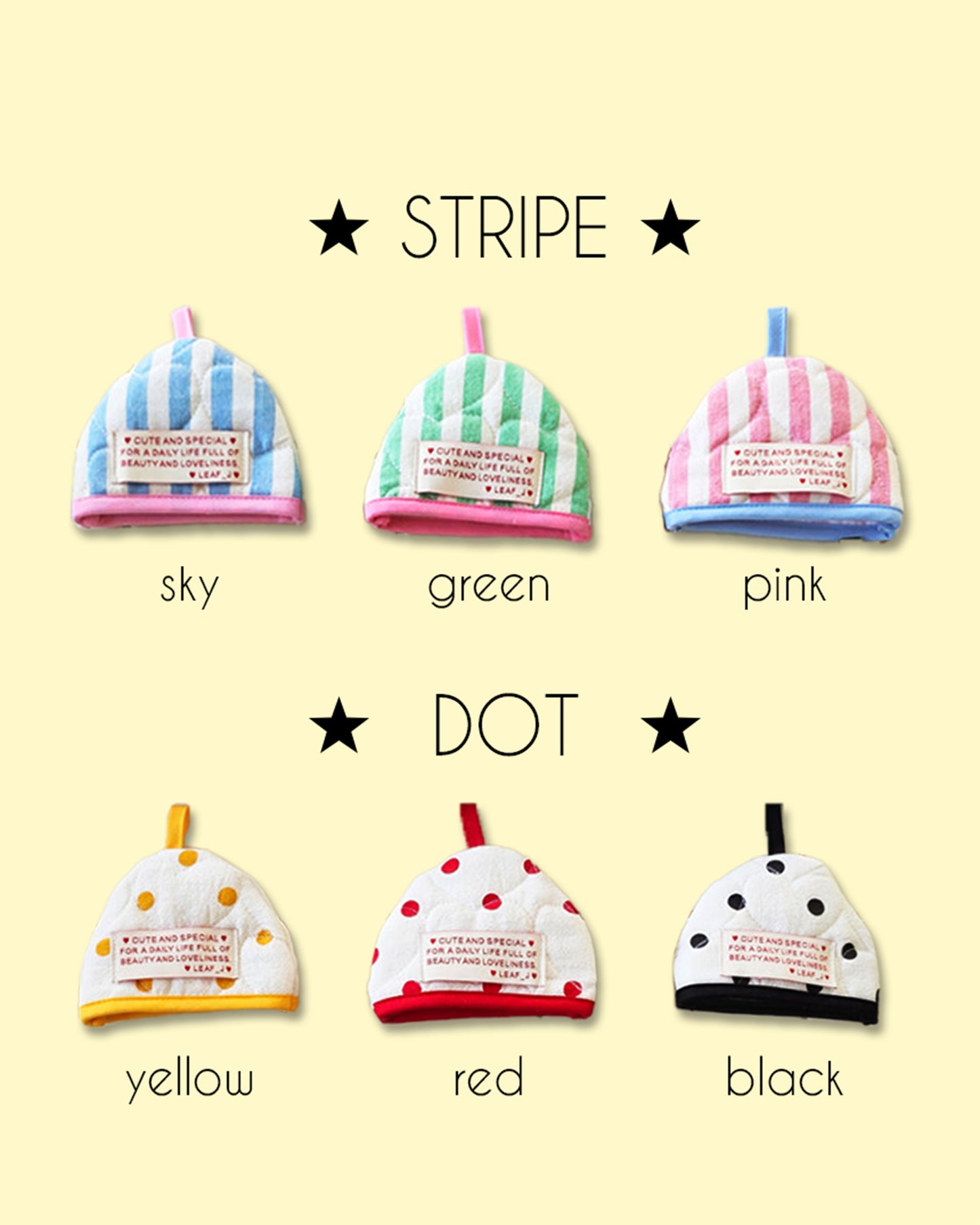 LEAF_J Heart Quilting ハーフムーン 鍋つかみ（ストライプ／チェック／ドット）