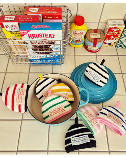 LEAF_J Terry Cotton ストライプ ハーフムーン鍋つかみ