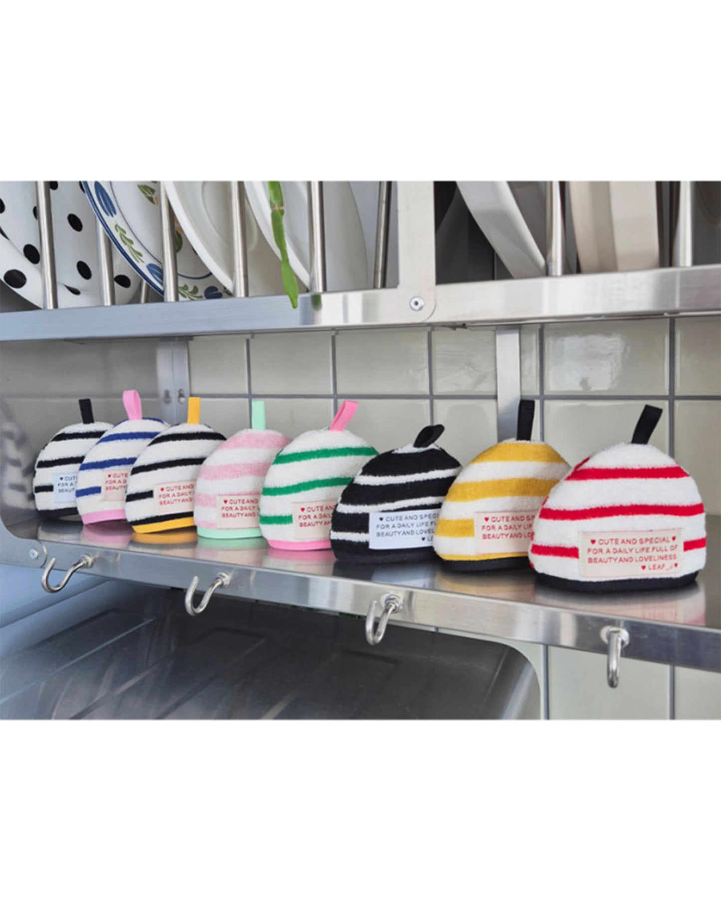 LEAF_J Terry Cotton ストライプ ハーフムーン鍋つかみ