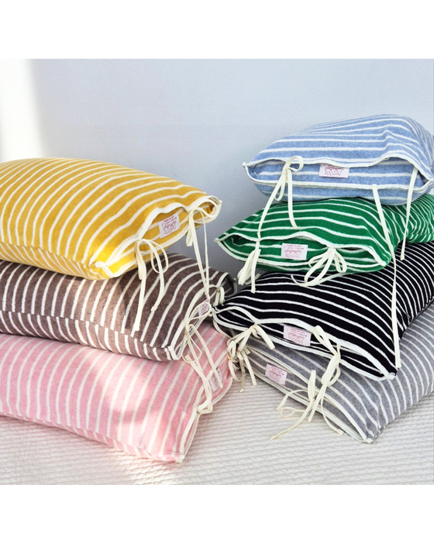 LEAF_J Terry Cotton ストライプ 筒型枕カバー（ファスナーレス・吸水速乾）