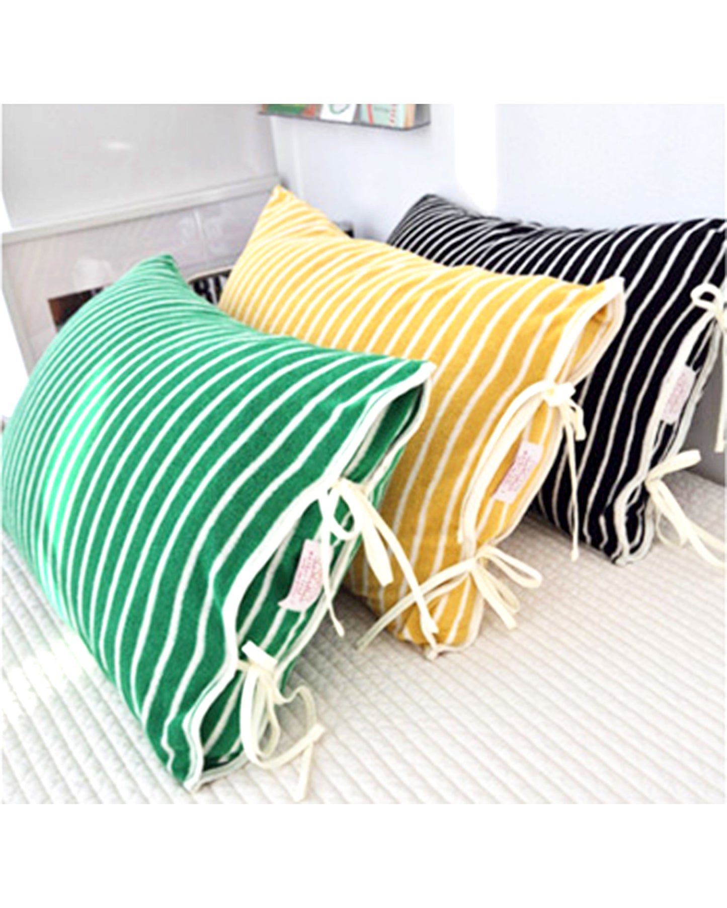 LEAF_J Terry Cotton ストライプ 筒型枕カバー（ファスナーレス・吸水速乾）