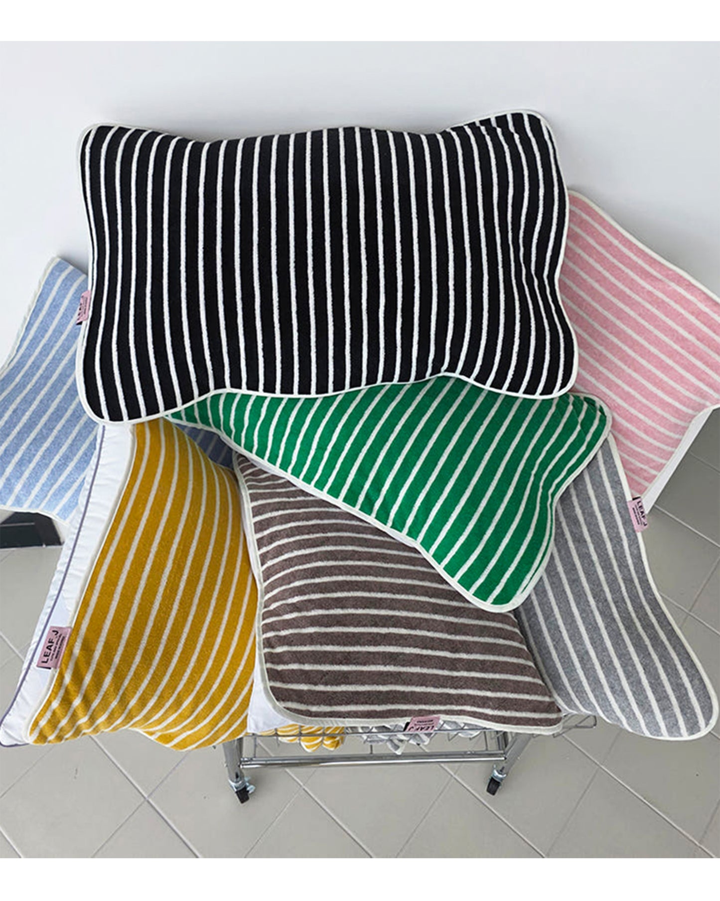 LEAF_J Terry Cotton ストライプ リラックス枕パッド（吸水・速乾・着脱簡単ゴムバンド）