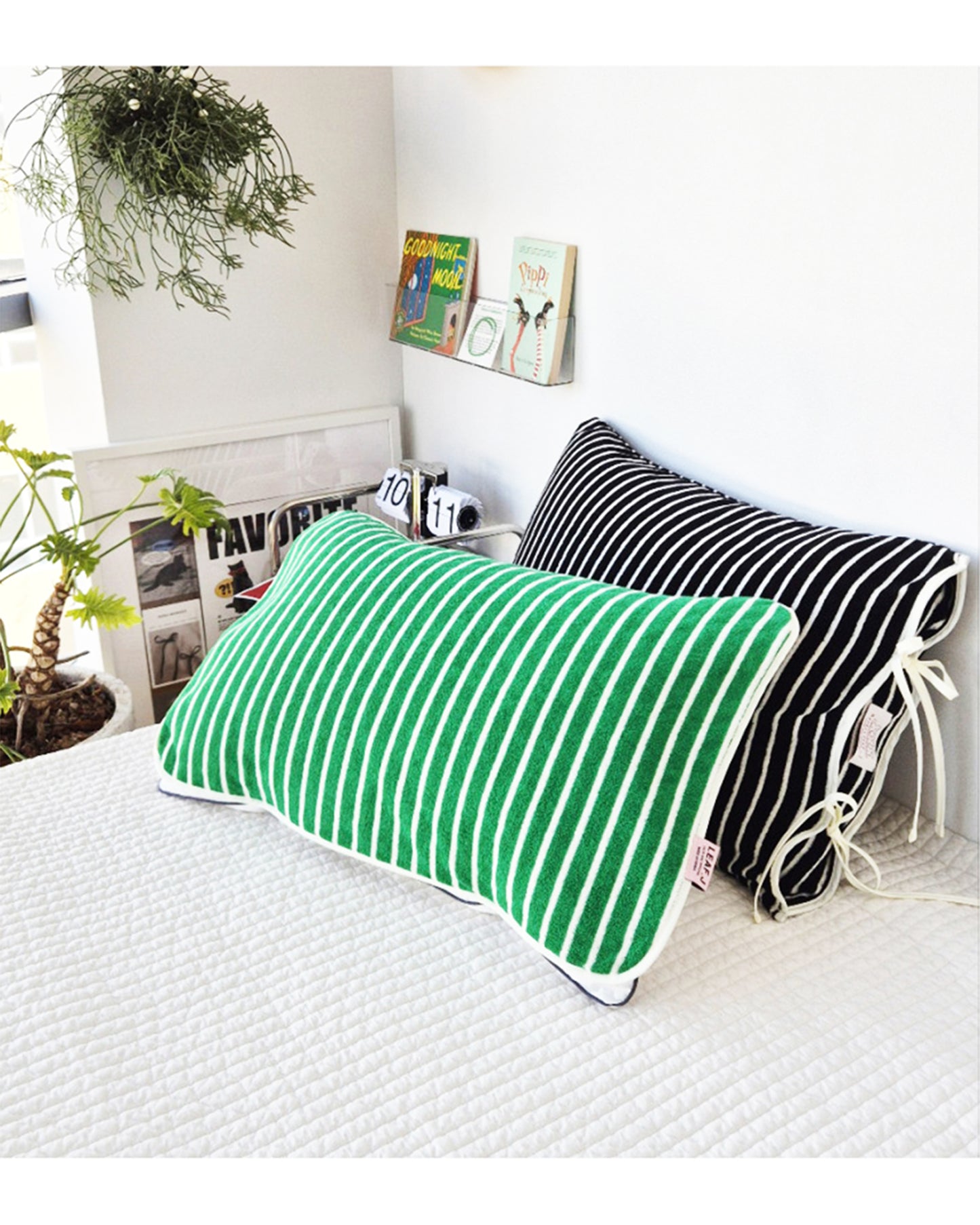 LEAF_J Terry Cotton ストライプ リラックス枕パッド（吸水・速乾・着脱簡単ゴムバンド）