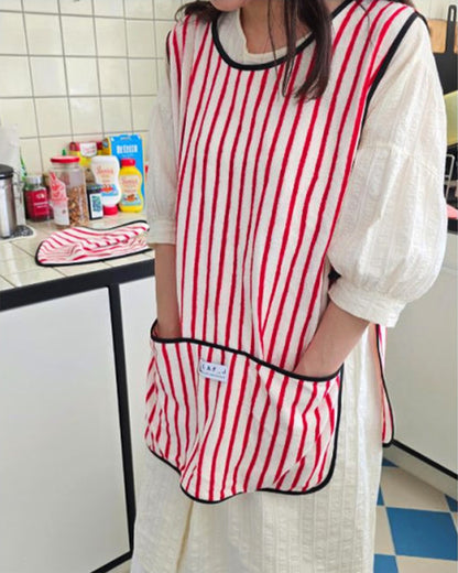 LEAF_J Terry Cotton ストライプ ベストエプロン