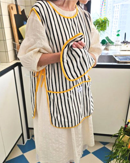 LEAF_J Terry Cotton ストライプ ベストエプロン