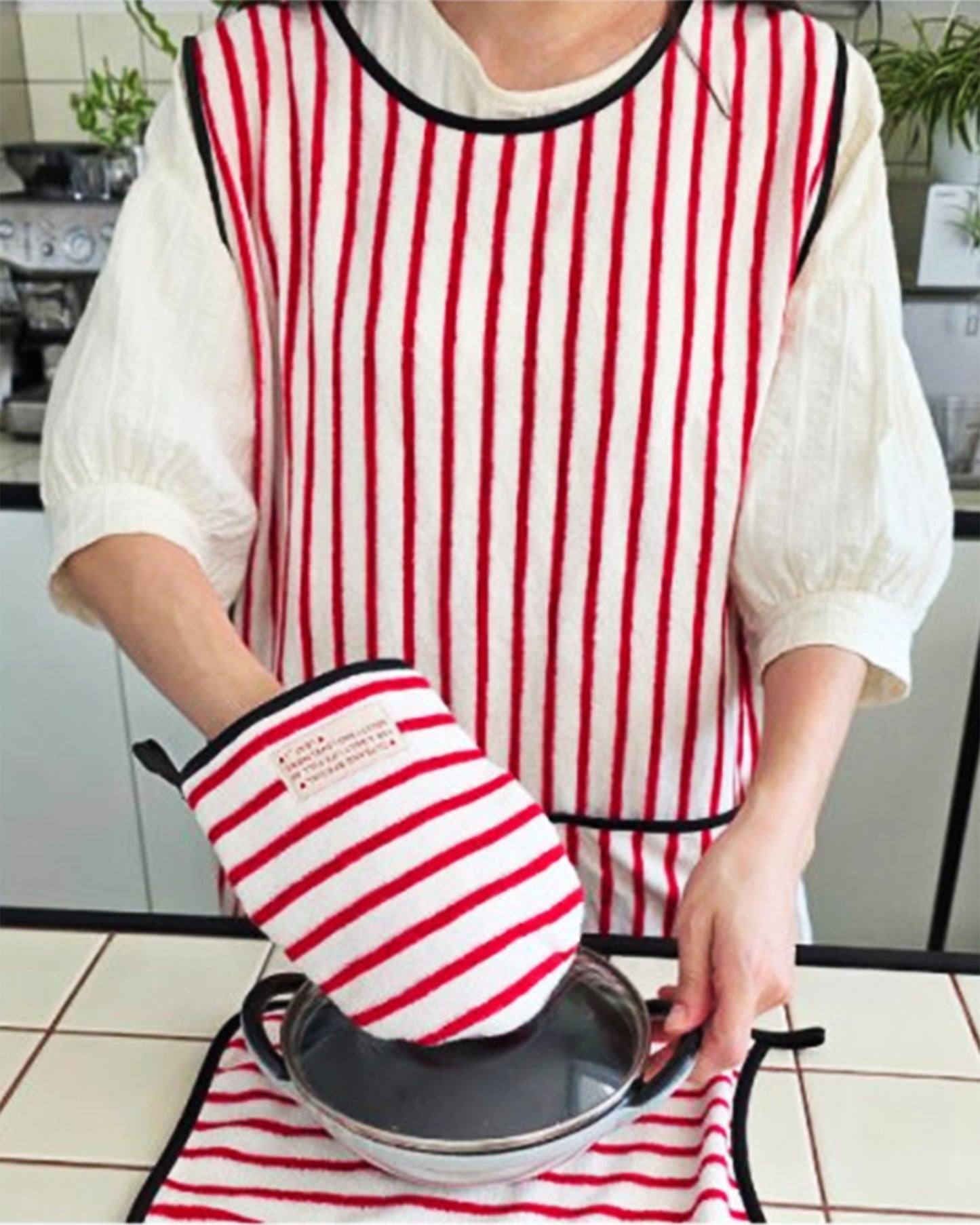 LEAF_J Terry Cotton ストライプ ベストエプロン