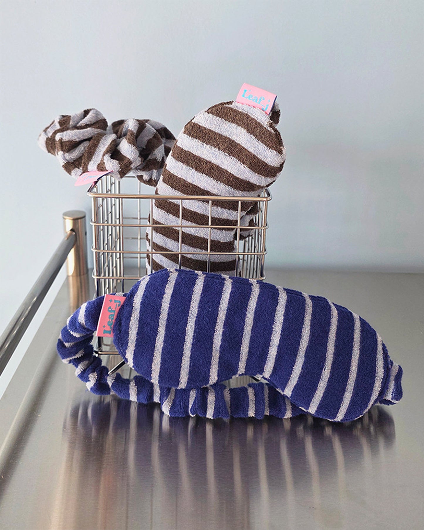 LEAF_J Terry ストライプ アイマスクヘアバンド