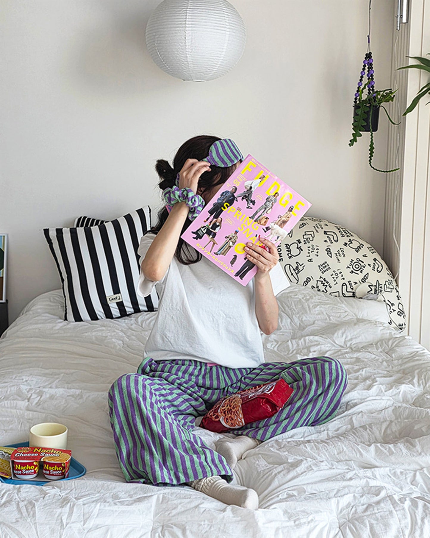 LEAF_J Terry ストライプ アイマスクヘアバンド