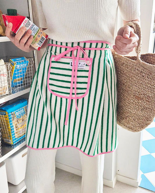 LEAF_J Terry ストライプ ハーフエプロン 8color