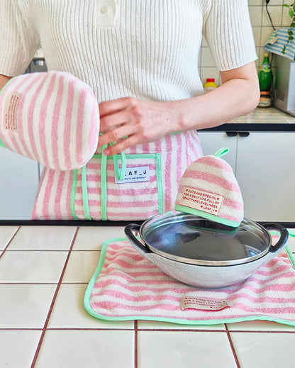 LEAF_J Terry ストライプ ハーフエプロン 8color