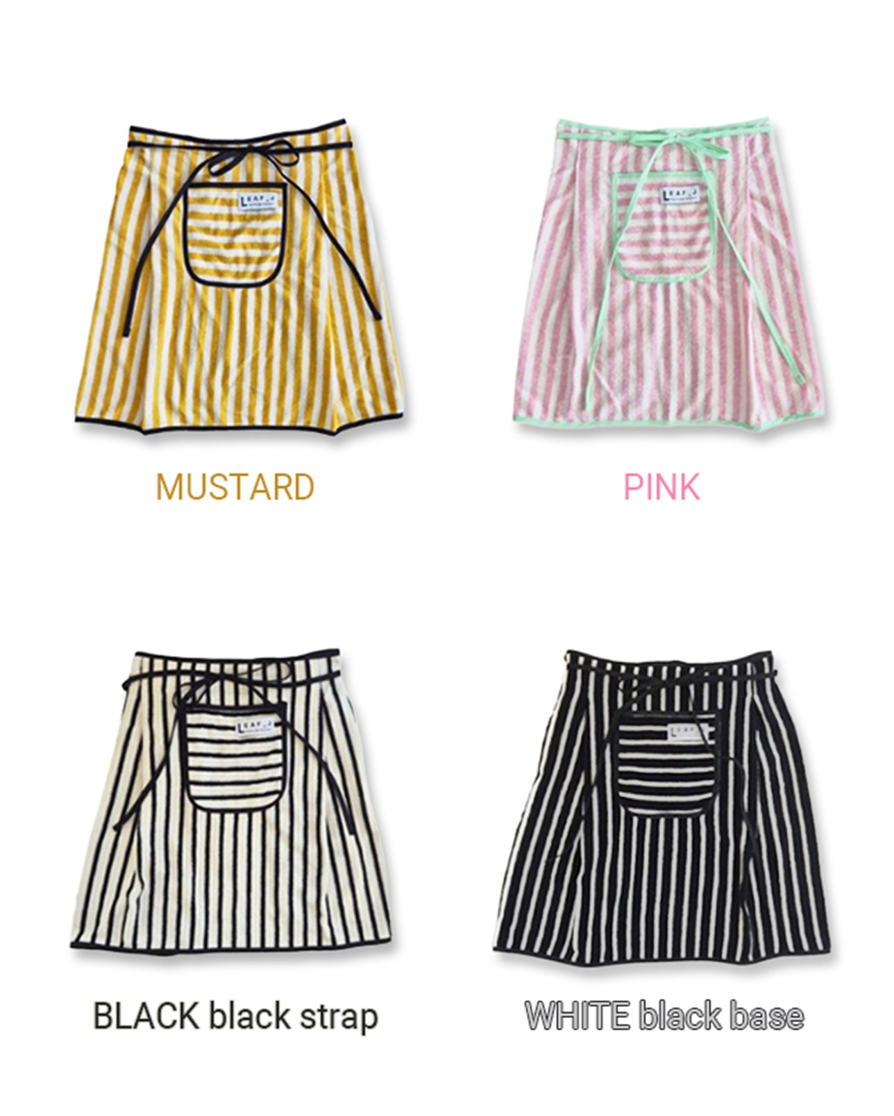 LEAF_J Terry ストライプ ハーフエプロン 8color