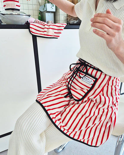 LEAF_J Terry ストライプ ハーフエプロン 8color