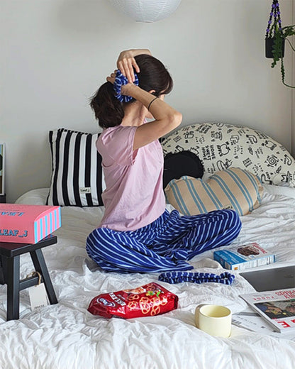 LEAF_J Terry ストライプ ルーズフィット スリープパンツ（ユニセックス／FREE）