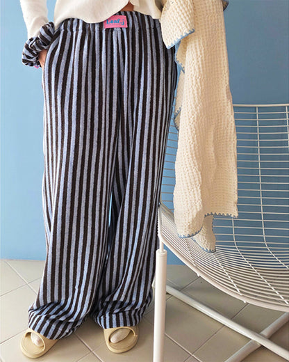 LEAF_J Terry ストライプ ルーズフィット スリープパンツ（ユニセックス／FREE）