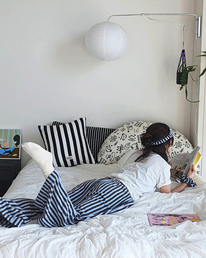 LEAF_J Terry ストライプ ルーズフィット スリープパンツ（ユニセックス／FREE）