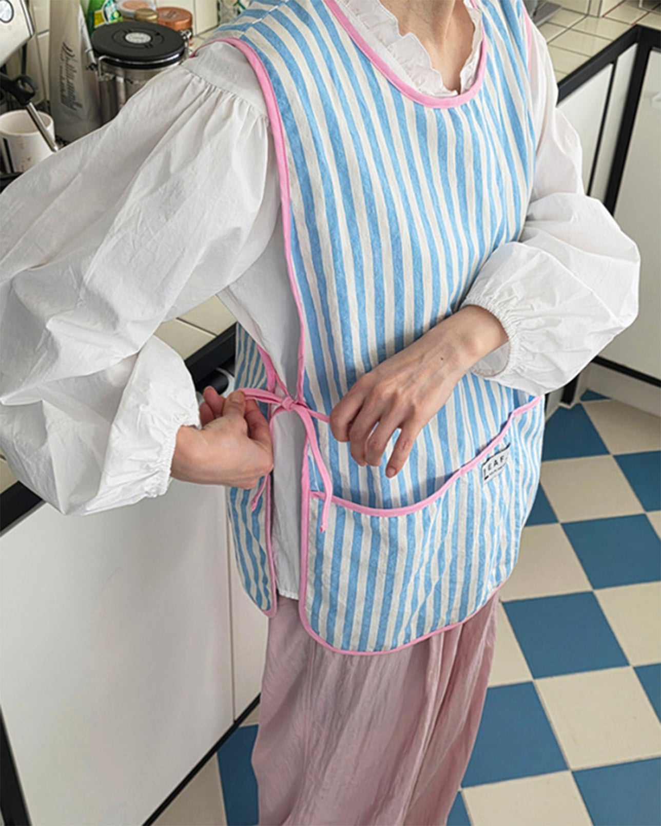 LEAF_J【防水×リバーシブル】ストライプ ベストエプロン 4color