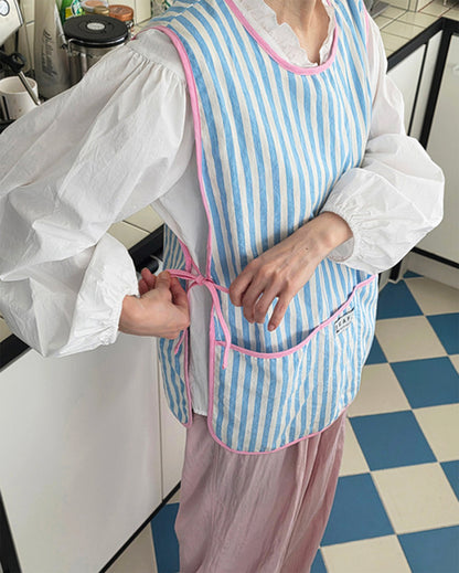 LEAF_J【防水×リバーシブル】ストライプ ベストエプロン 4color