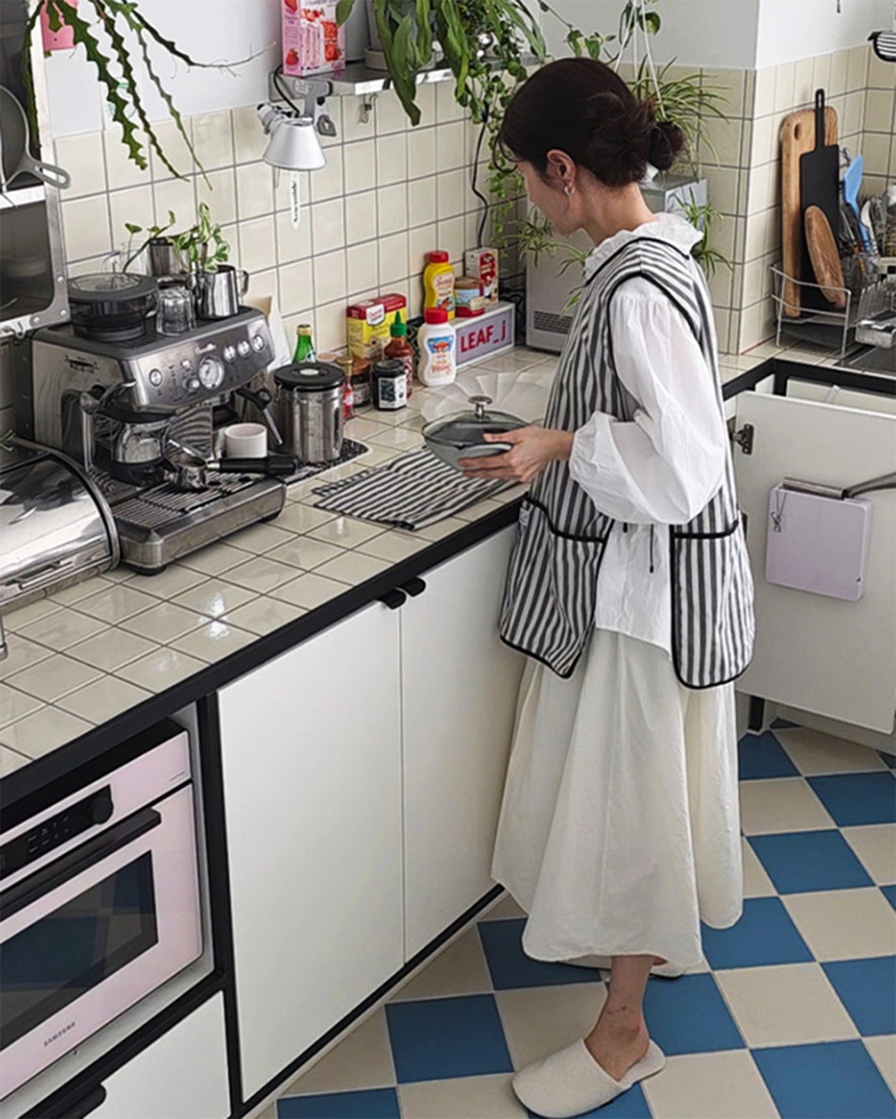 LEAF_J【防水×リバーシブル】ストライプ ベストエプロン 4color