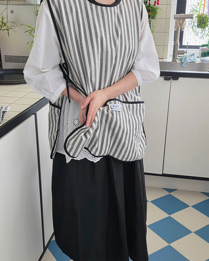 LEAF_J【防水×リバーシブル】ストライプ ベストエプロン 4color