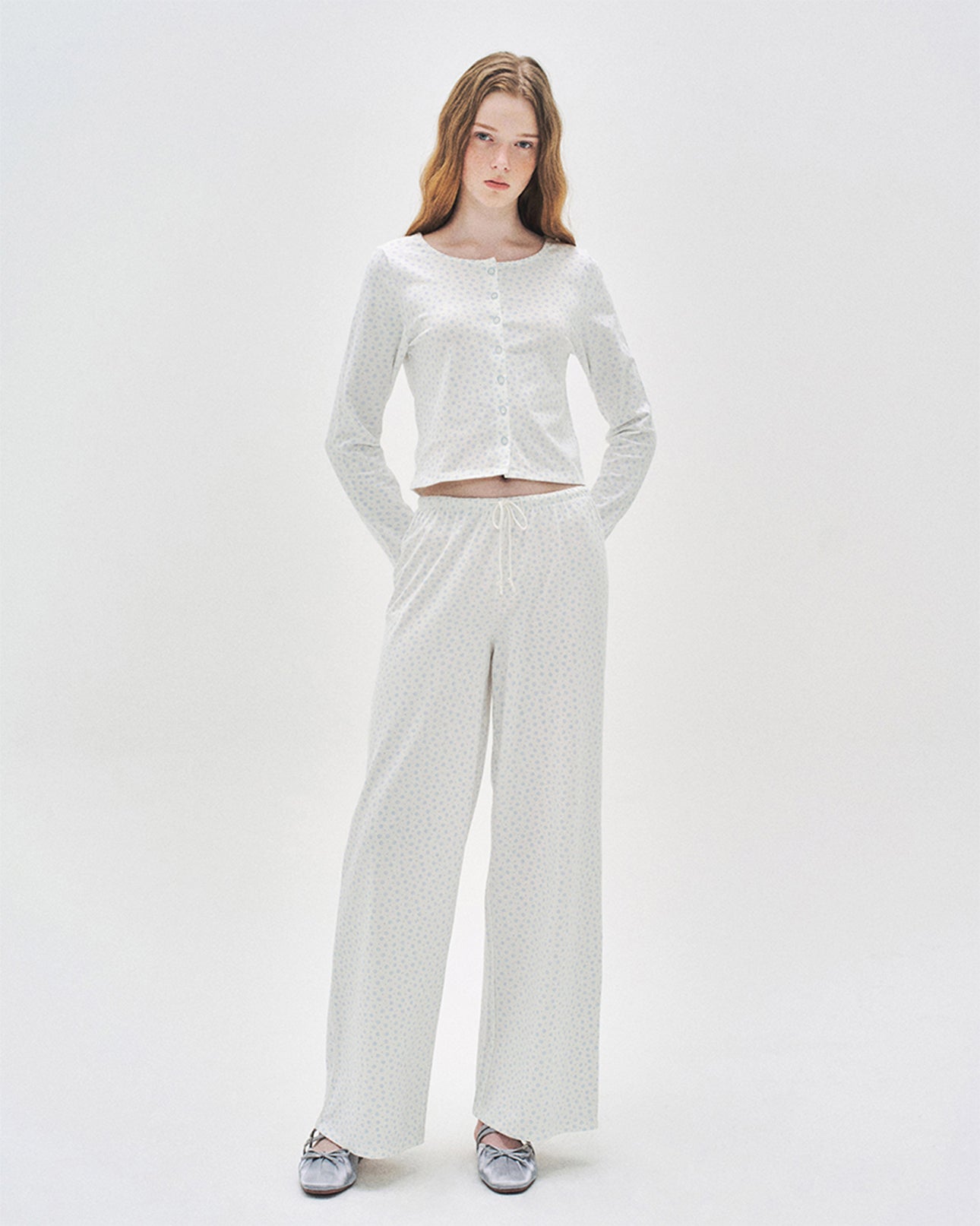 L'été de Pauline 012A Baby Clam ロングスリーブトップ＆ロングパンツ セット（Ivory）- Worm by Lisa