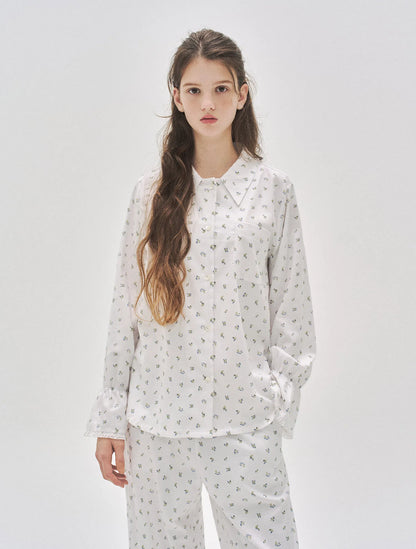 L'été de Pauline 005A Blueette ロングスリーブ トップ＆ロングパンツ セット（Ivory）