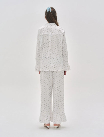 L'été de Pauline 005A Blueette ロングスリーブ トップ＆ロングパンツ セット（Ivory）