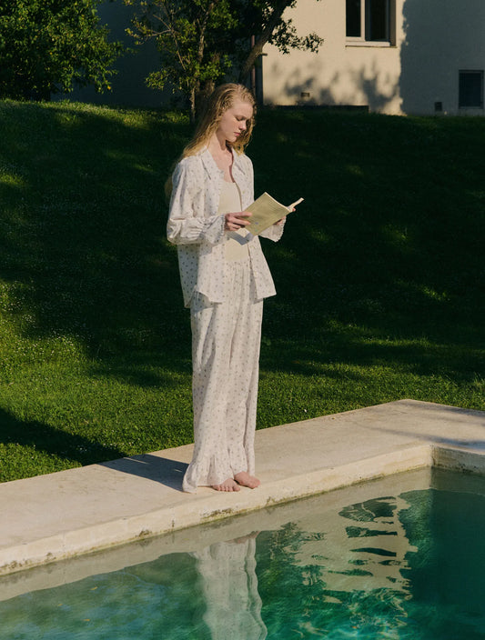 L'été de Pauline 005A Blueette ロングスリーブ トップ＆ロングパンツ セット（Ivory）