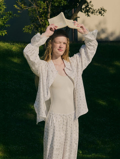 L'été de Pauline 005A Blueette ロングスリーブ トップ＆ロングパンツ セット（Ivory）