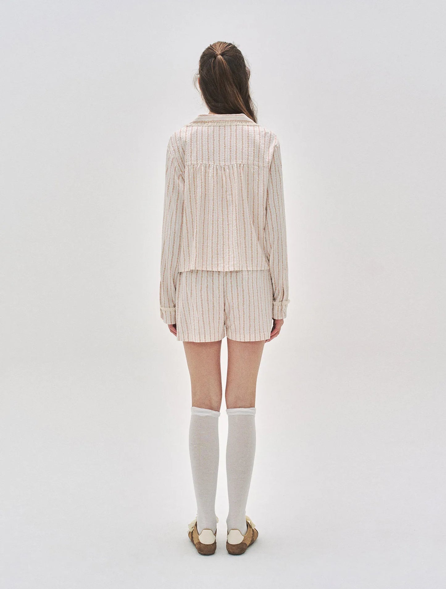 L'été de Pauline 007A Freya ロングスリーブ トップ＆ショーツ セット（Cream）