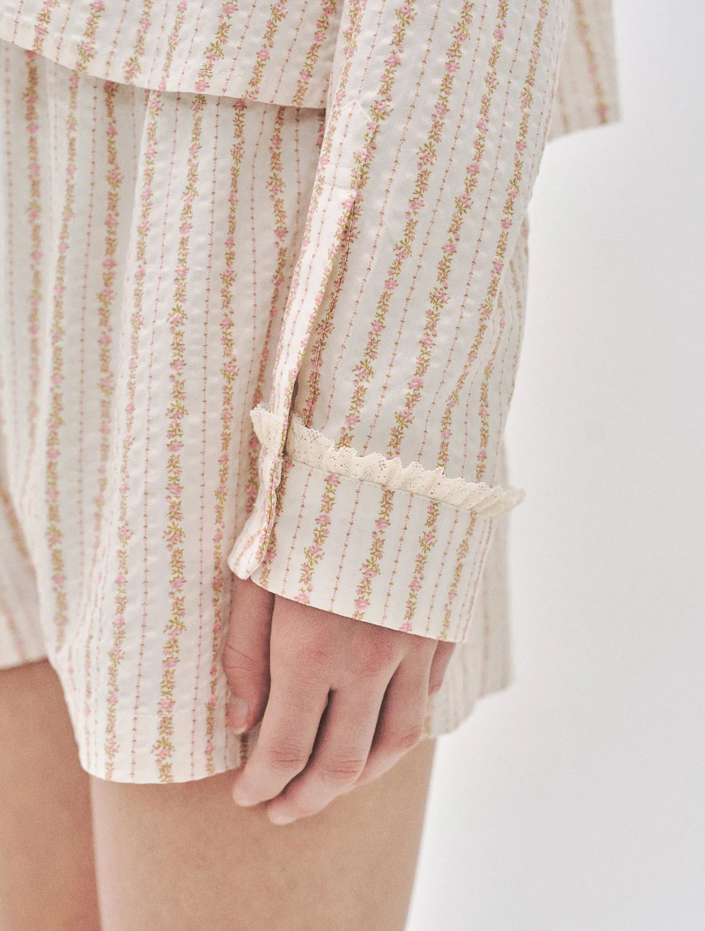 L'été de Pauline 007A Freya ロングスリーブ トップ＆ショーツ セット（Cream）